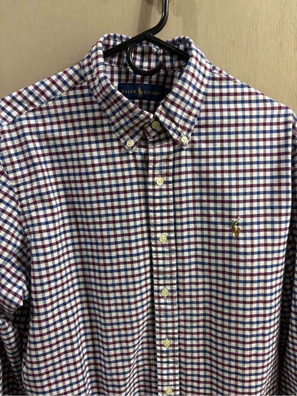 Ralph Lauren Plaid Button-Down Shirt in White, Blue & Burgundy